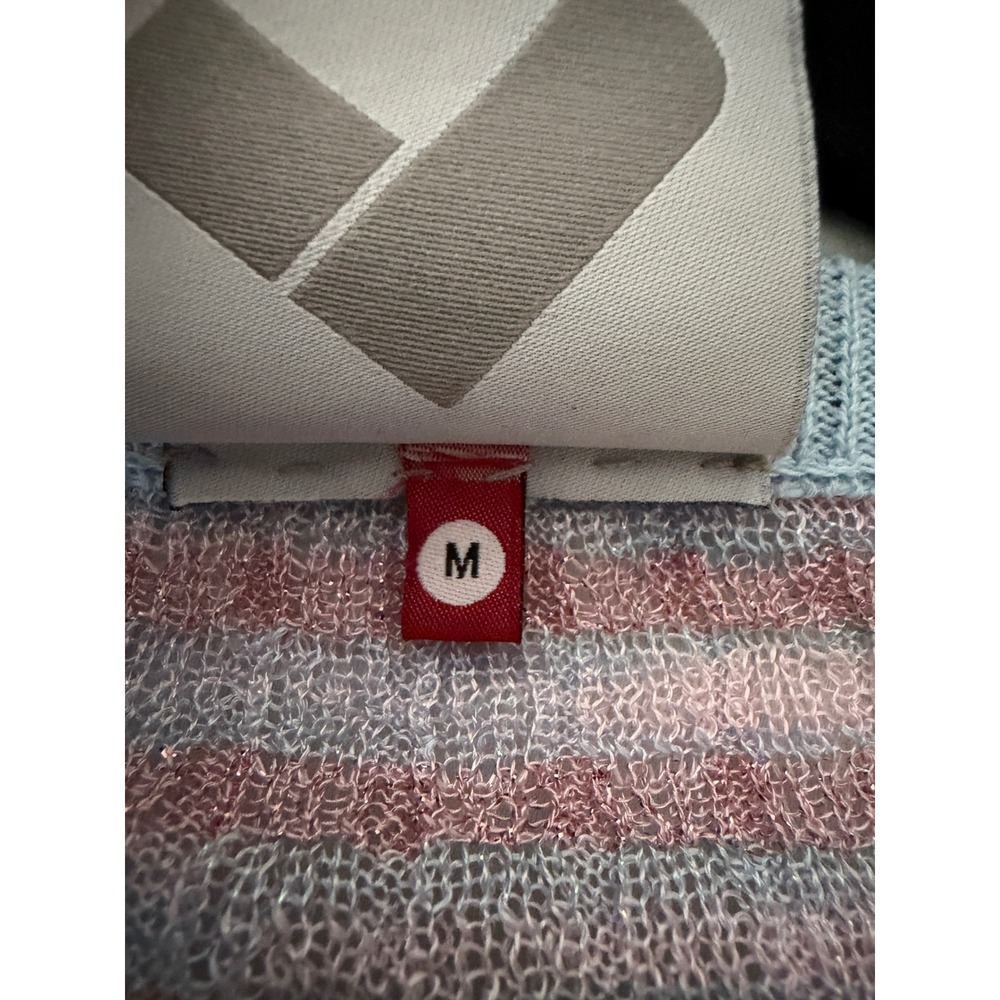 Happy Sheep Italy Pastel Pink Blue Striped Metallic Knit Button Front Cardigan - Picture 6 of 9